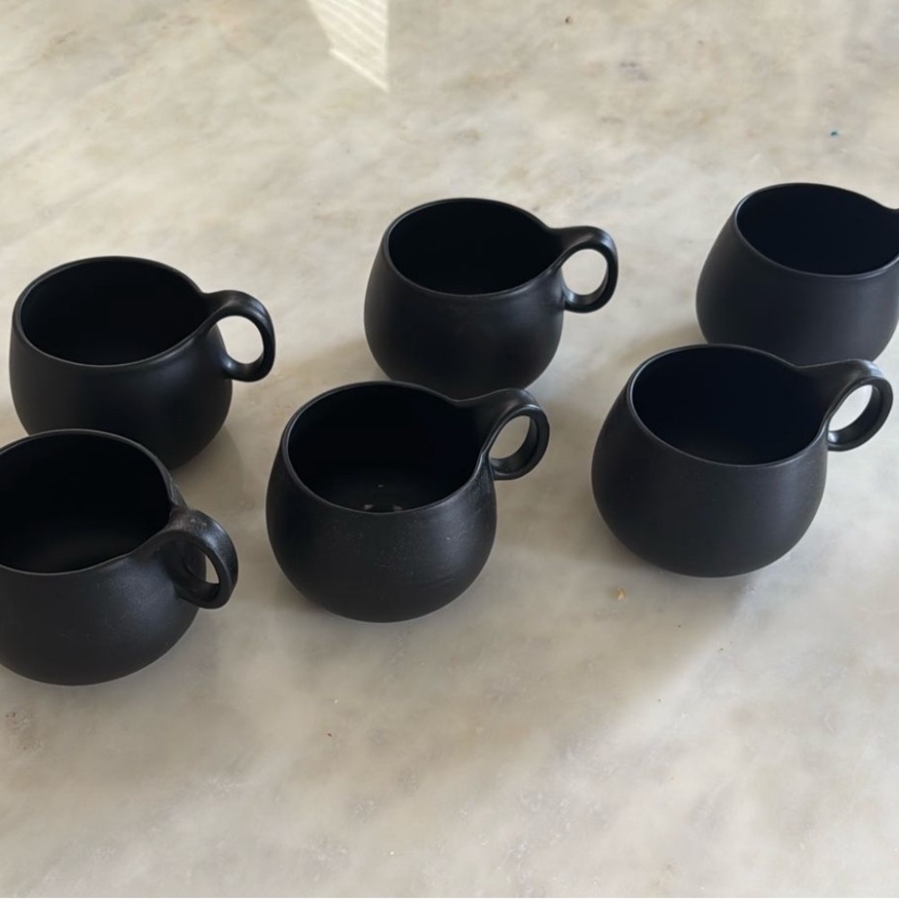 CB2 Black Ceramic Mug Set